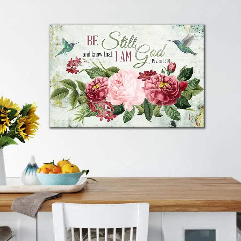 Be Still And Know That I Am God Vintage Flower Hummingbird Canvas Wall Art Be Still And Know That I Am God Vintage Flower Hummingbird Canvas Wall Art