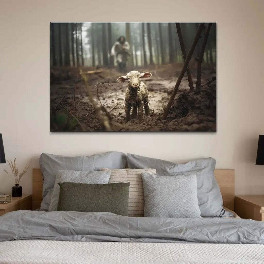 Jesus Running After A Lost Lamb Jesus And Lamb Canvas Wall Art Jesus Running After A Lost Lamb Jesus And Lamb Canvas Wall Art