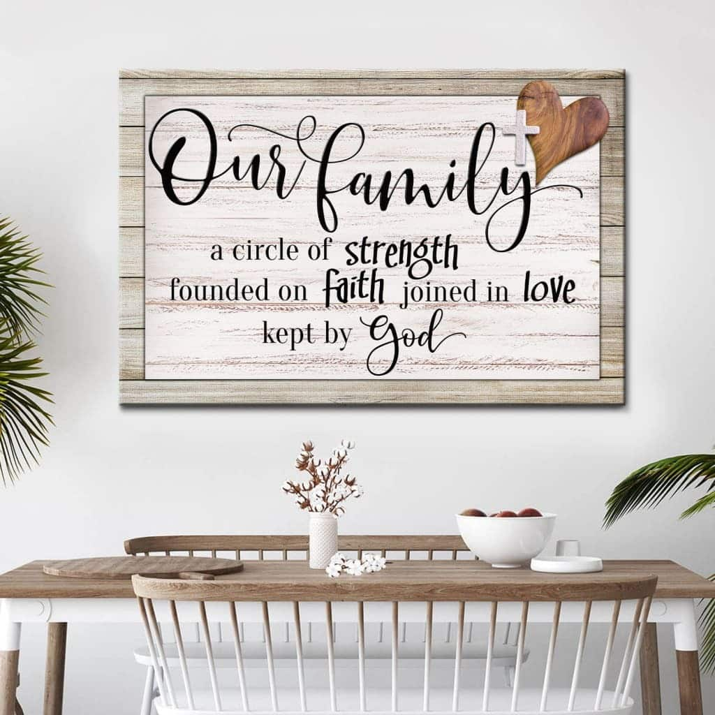 Our Family A Circle Of Strength Christian Family Canvas Wall Art