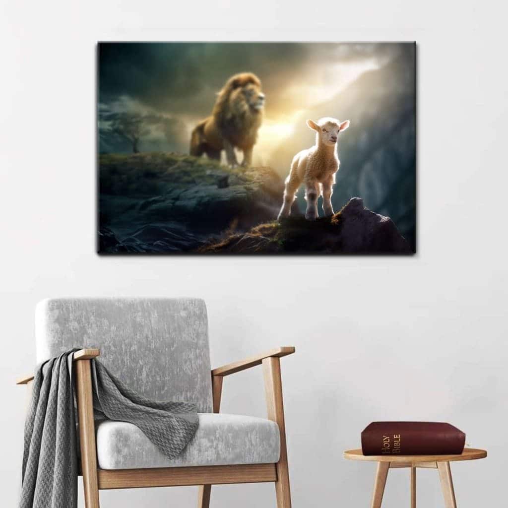 Lamb Is Bold Because Lion Is Near Christian Canvas Wall Art Lamb Is Bold Because Lion Is Near Christian Canvas Wall Art
