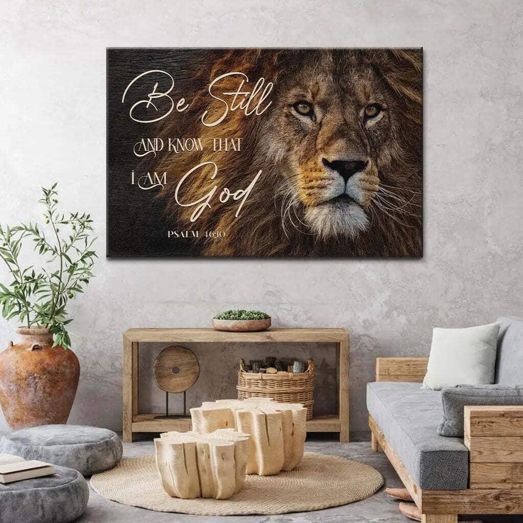 Be Still And Know That I Am God Lion Of Judah Christian Canvas Wall Art