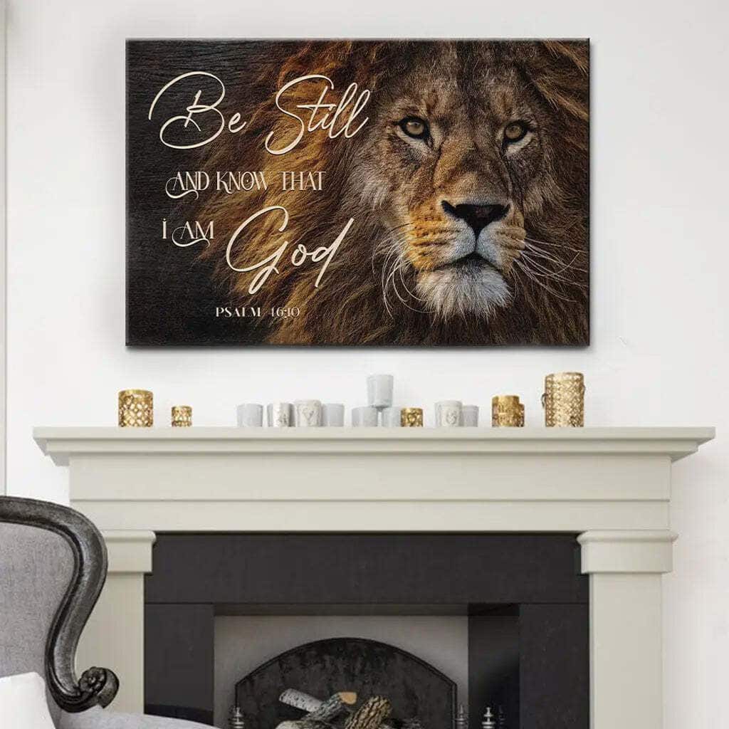 Be Still And Know That I Am God Lion Of Judah Christian Canvas Wall Art