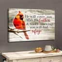 He Will Cover You With His Feathers Psalm 914 Cardinal Bird Canvas Wall Art He Will Cover You With His Feathers Psalm 914 Cardinal Bird Canvas Wall Art