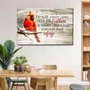 He Will Cover You With His Feathers Psalm 914 Cardinal Bird Canvas Wall Art