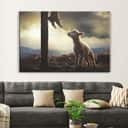 Lamb Looking Up At Feet Of Jesus Canvas Wall Art Lamb Looking Up At Feet Of Jesus Canvas Wall Art