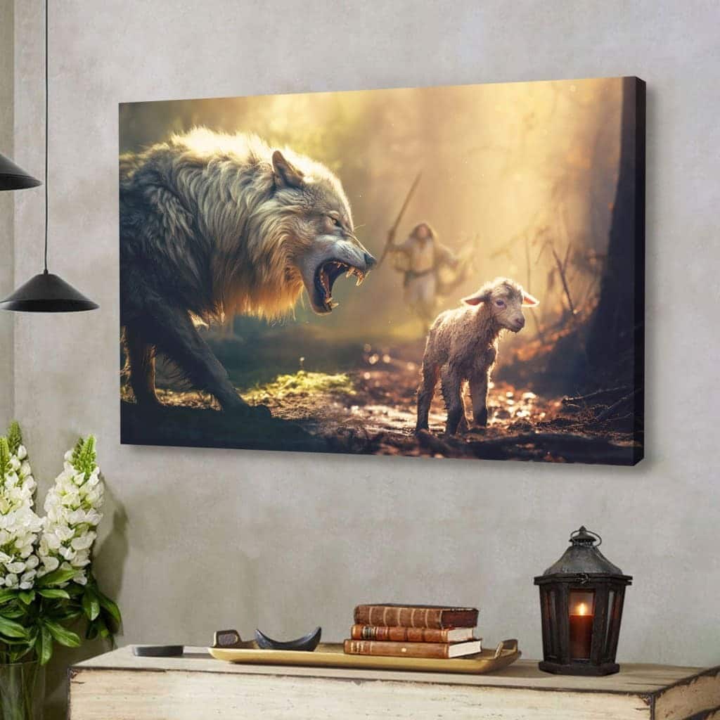 Jesus Running Towards Wolf And Lamb Canvas Wall Art Jesus Running Towards Wolf And Lamb Canvas Wall Art
