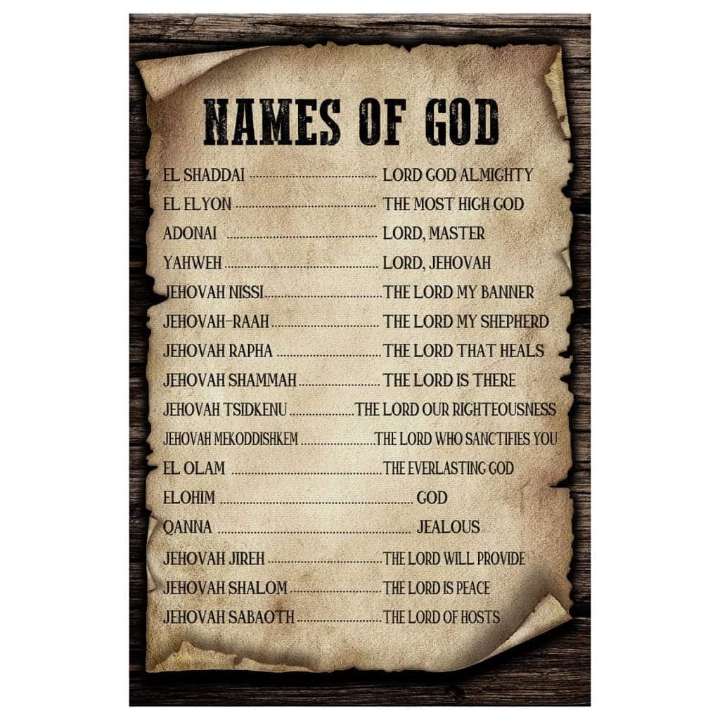 Names Of God Christian Religious Bible Canvas Print Names Of God Christian Religious Bible Canvas Print