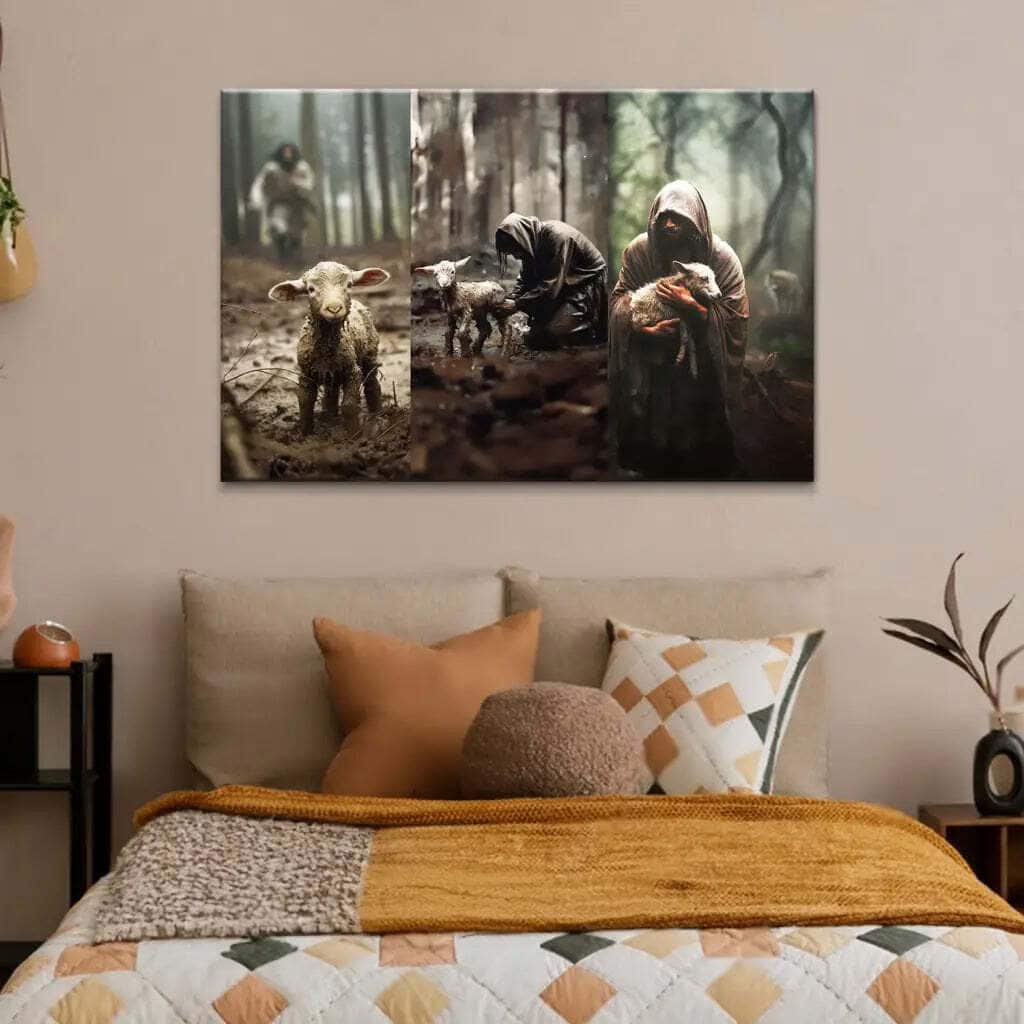 Christian Jesus He Ran He Rescued He Carried Gift For Believers Canvas Wall Art Christian Jesus He Ran He Rescued He Carried Gift For Believers Canvas Wall Art