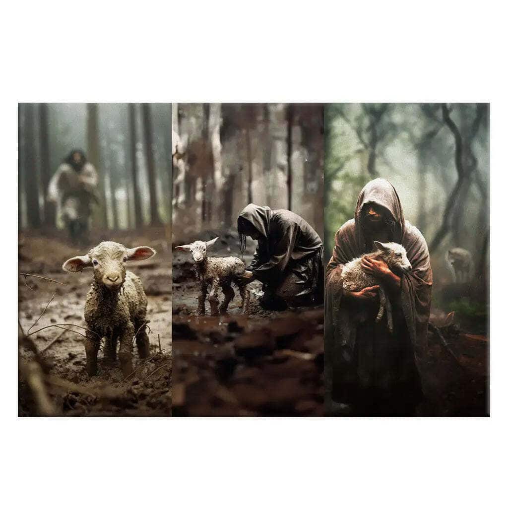 Christian Jesus He Ran He Rescued He Carried Gift For Believers Canvas Wall Art