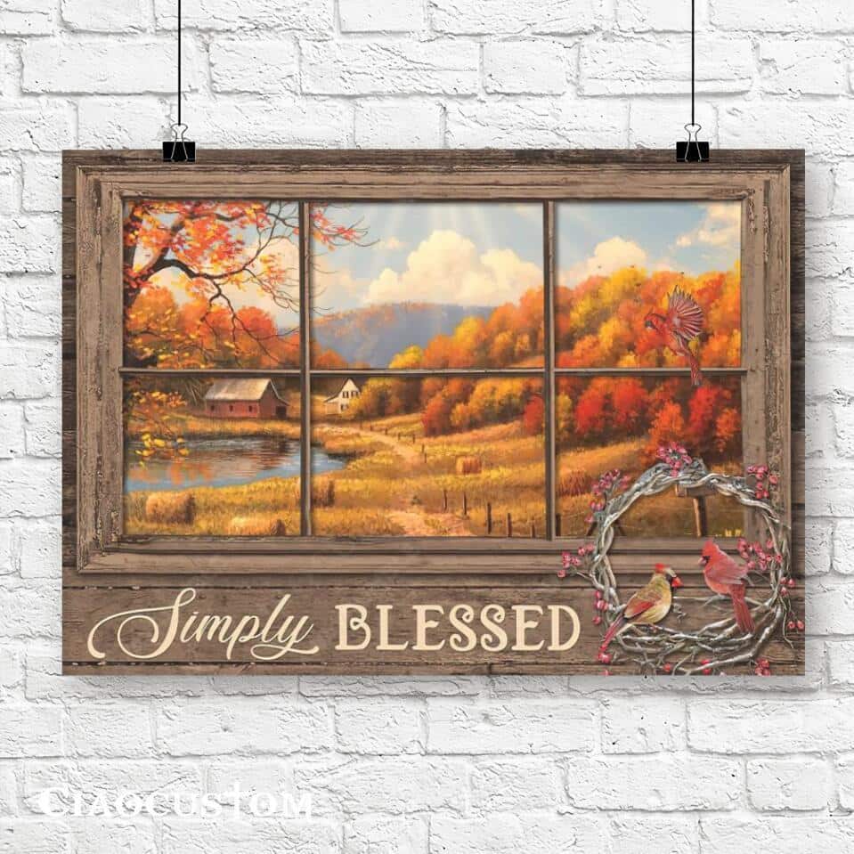 Simply Blessed Cardinal Bird Christian Faith Bible Verse Canvas Wall Art Simply Blessed Cardinal Bird Christian Faith Bible Verse Canvas Wall Art