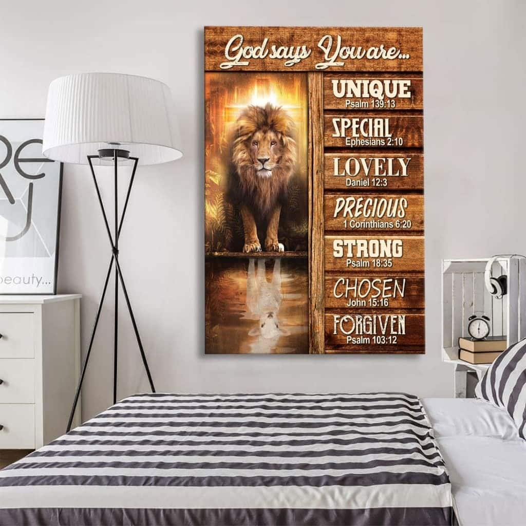 God Says You Are Bible Verse Lion And Lamb Picture Canvas Print God Says You Are Bible Verse Lion And Lamb Picture Canvas Print