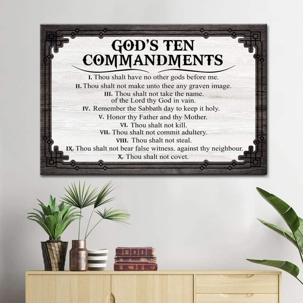 God's Ten Commandments Christin Bible Religious Verse Canvas Wall Art