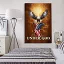 One Nation Under God Bald Eagle With American Flag Canvas Print