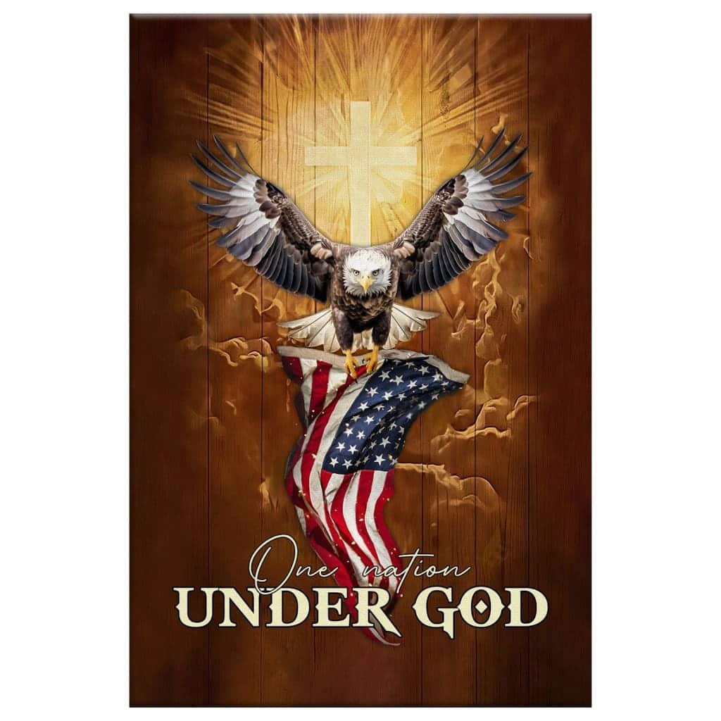 One Nation Under God Bald Eagle With American Flag Canvas Print One Nation Under God Bald Eagle With American Flag Canvas Print