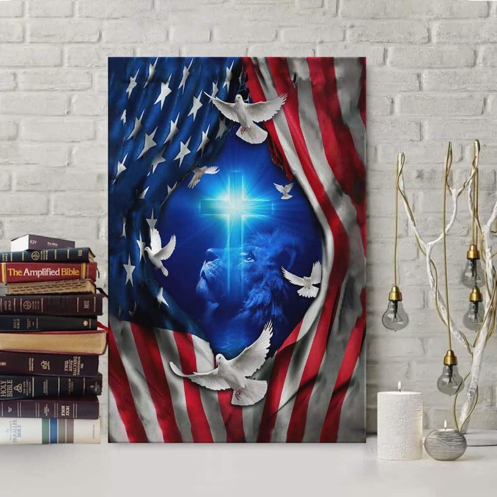 Jesus Lion American Flag Of Faith US Flag Patriot Canvas Print Jesus Lion American Flag Of Faith US Flag Patriot Canvas Print