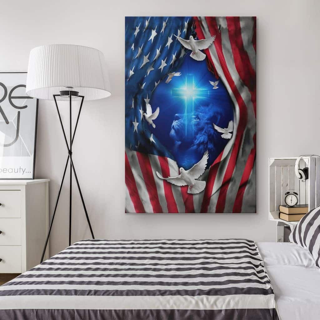 Jesus Lion American Flag Of Faith US Flag Patriot Canvas Print Jesus Lion American Flag Of Faith US Flag Patriot Canvas Print