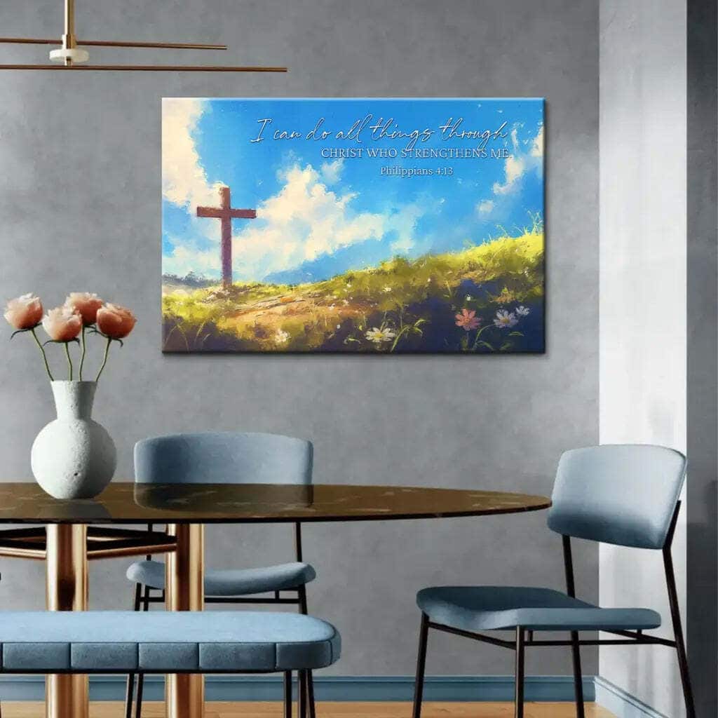 I Can Do All Things Through Christ Wooden Cross Philippians 4:13 Canvas Wall Art I Can Do All Things Through Christ Wooden Cross Philippians 4:13 Canvas Wall Art