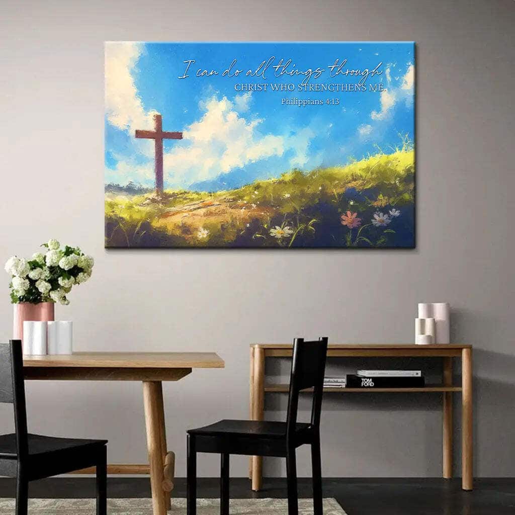 I Can Do All Things Through Christ Wooden Cross Philippians 4:13 Canvas Wall Art I Can Do All Things Through Christ Wooden Cross Philippians 4:13 Canvas Wall Art