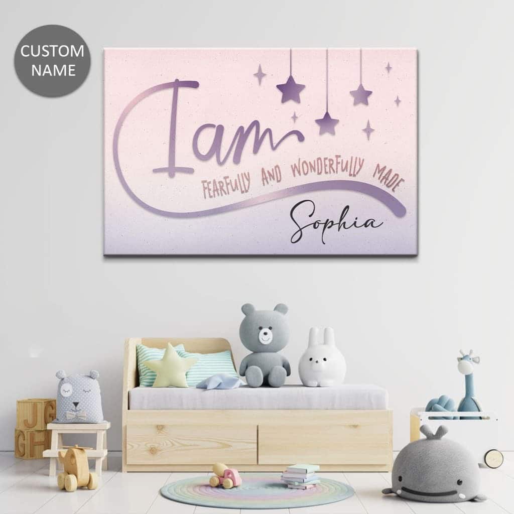 Fearfully And Wonderfully Made Psalm 13914 With Custom Name Christian Canvas Wall Art Fearfully And Wonderfully Made Psalm 13914 With Custom Name Christian Canvas Wall Art