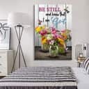 Psalm 46:10 Be Still And Know Hummingbirds Vase Of Flowers Christian Canvas Print