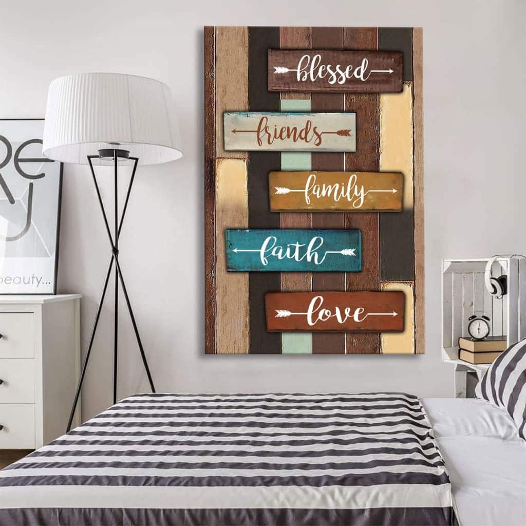 Blessed Friends Family Faith Love Christian Canvas Print Blessed Friends Family Faith Love Christian Canvas Print
