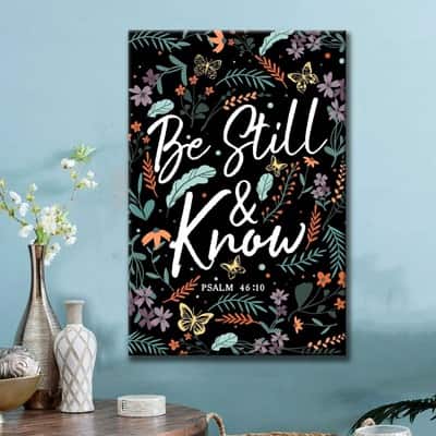 Psalm 46:10 Be Still And Know Wildflowers Butterflies Christian Canvas Print