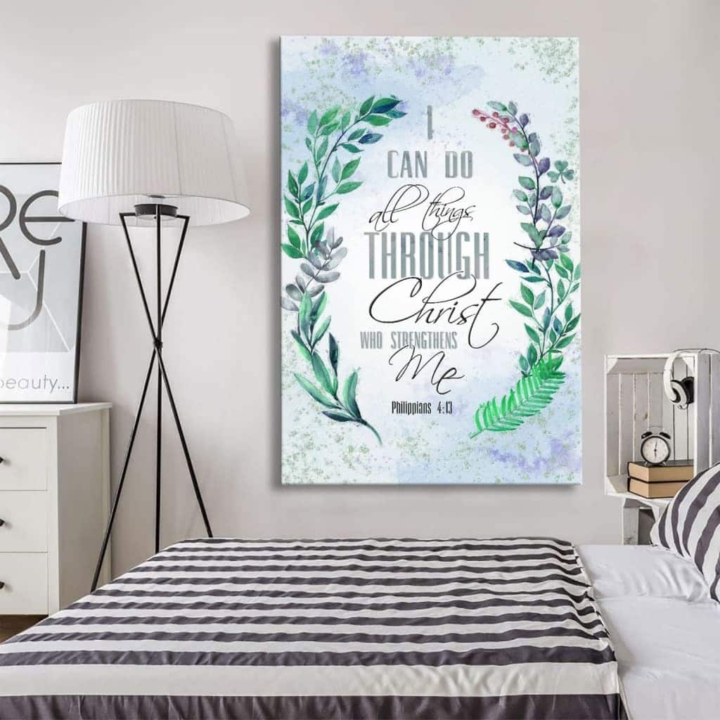 I Can Do All Things Through Christ, Bay Leaf, Bible Verse Christian Canvas Print