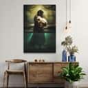 Jesus As Shepherd Carrying Lamb Through The Waters Christian Canvas Print