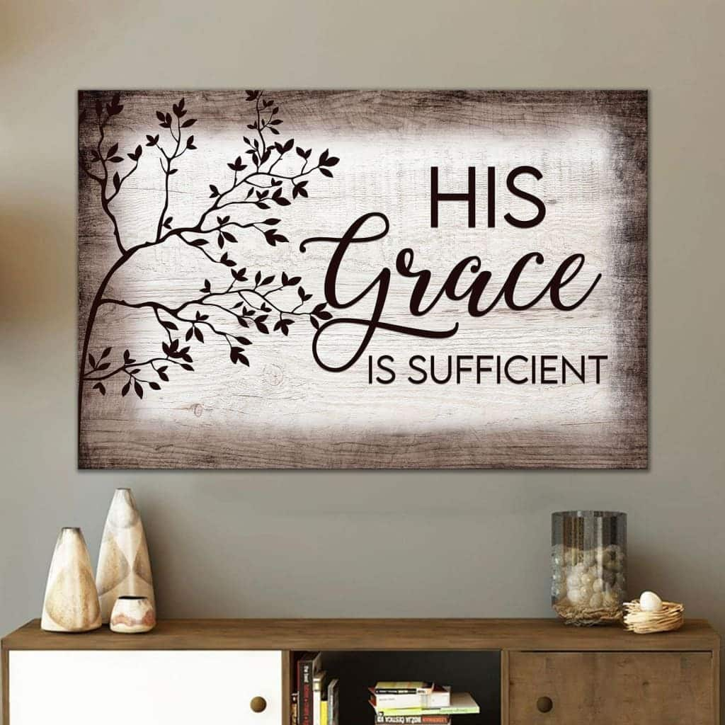 His Grace Is Sufficient Christian Canvas Wall Art