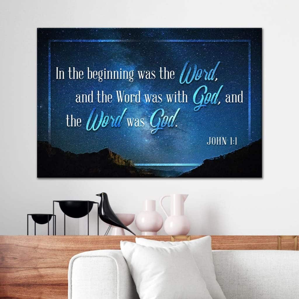 John 1:1 In The Beginning Was The Word Bible Verse Canvas Wall Art