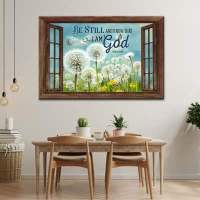 Be Still And Know That I Am God Butterflies Dandelions Canvas Wall Art