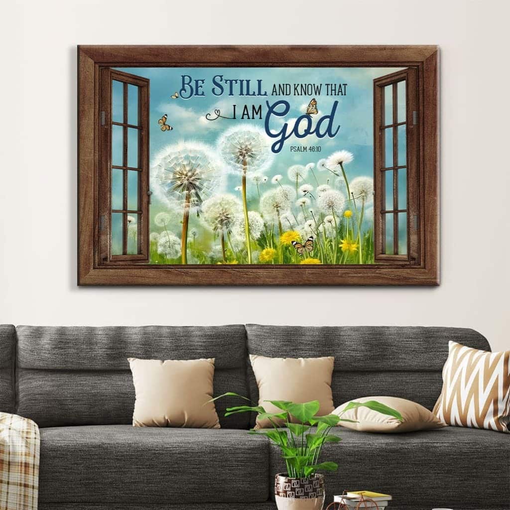 Be Still And Know That I Am God Butterflies Dandelions Canvas Wall Art