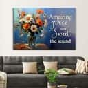 Amazing Grace How Sweet The Sound, Hummingbirds, Flower Vase Canvas Wall Art