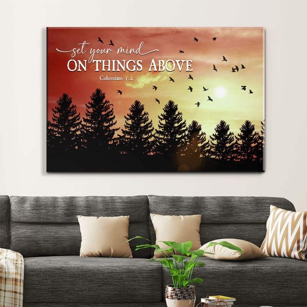 Birds Sunset Forest Set Your Mind On Things Above Canvas Wall Art Birds Sunset Forest Set Your Mind On Things Above Canvas Wall Art