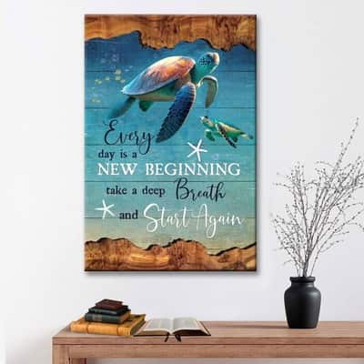 Every Day Is A New Beginning Turtle Beach Canvas Print