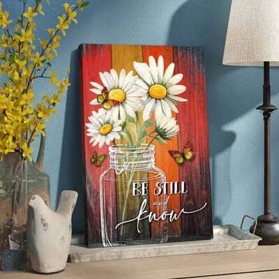 Be Still And Know Daisy Butterfly Canvas Print