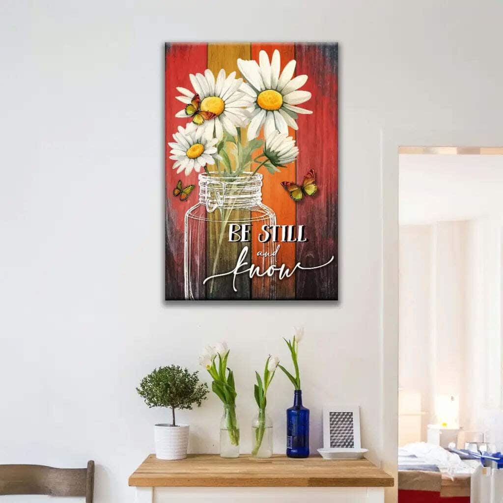 Be Still And Know Daisy Butterfly Canvas Print Be Still And Know Daisy Butterfly Canvas Print