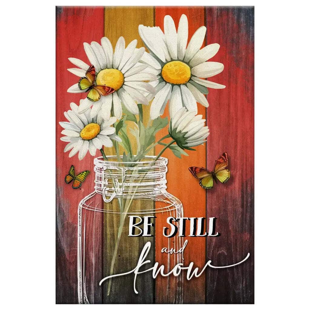 Be Still And Know Daisy Butterfly Canvas Print Be Still And Know Daisy Butterfly Canvas Print