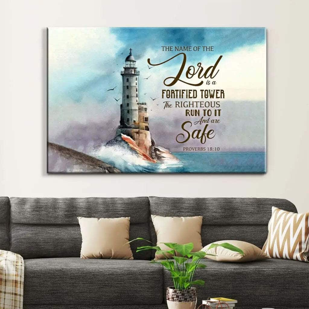 The Name Of The Lord Is A Fortified Tower Bible Verse Canvas Wall Art