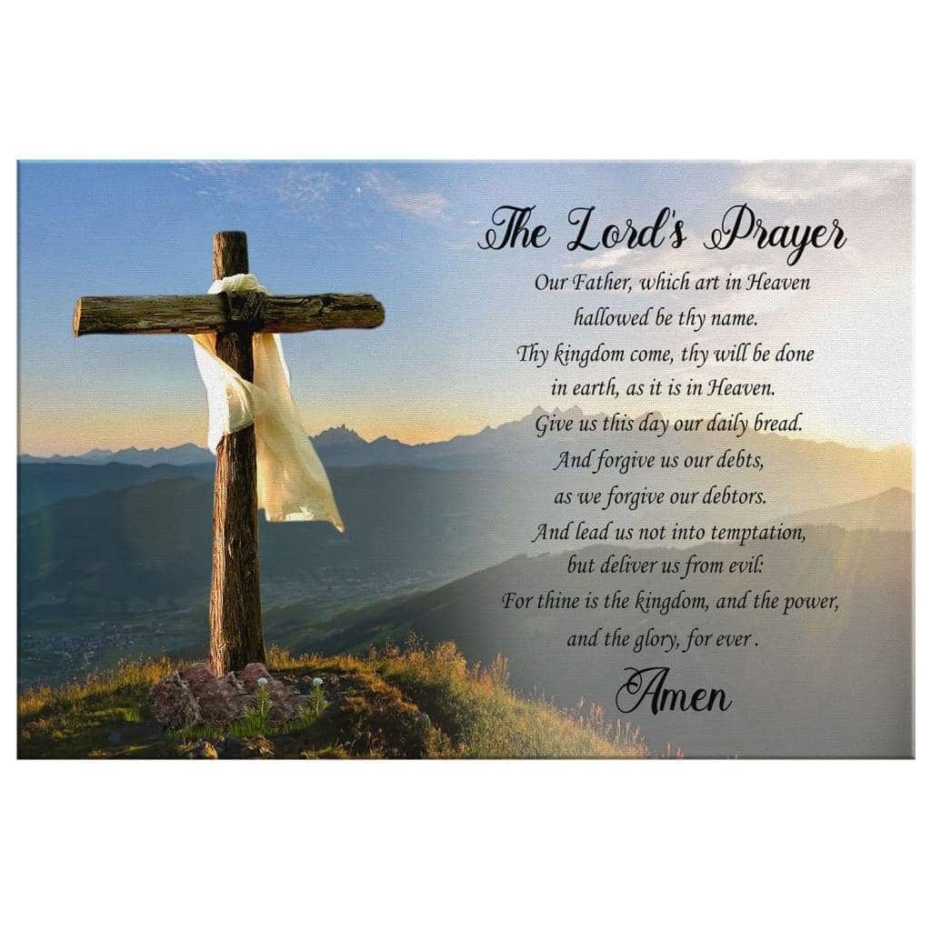 The Lord's Prayer Christian Cross Canvas Wall Art The Lord's Prayer Christian Cross Canvas Wall Art
