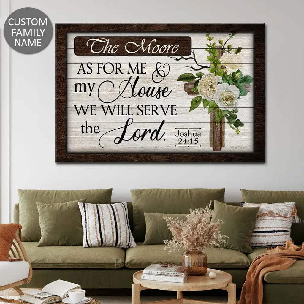'As For Me And My House We Will Serve The Lord' Custom Family Name Personalized Canvas Wall Art 'As For Me And My House We Will Serve The Lord' Custom Family Name Personalized Canvas Wall Art