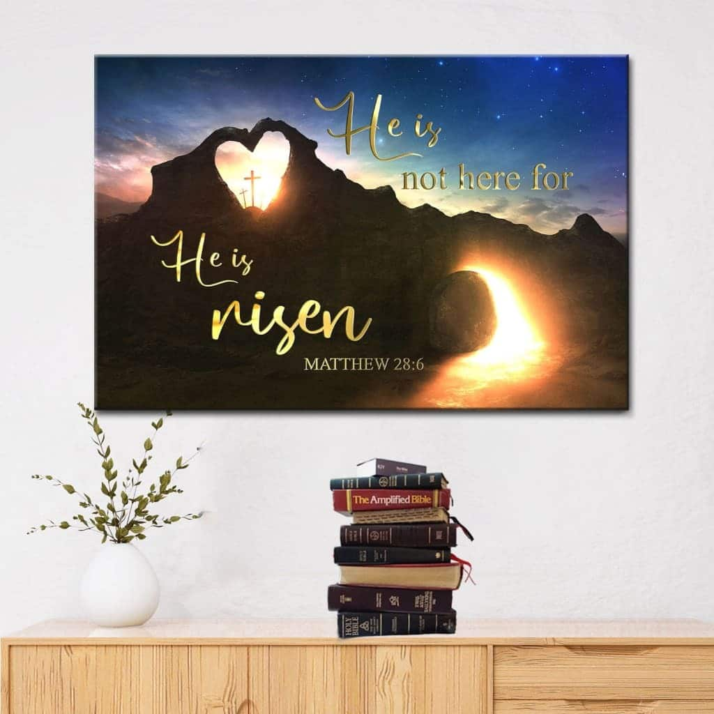 He Is Not Here For He Is Risen Matthew 28:6 Canvas Wall Art