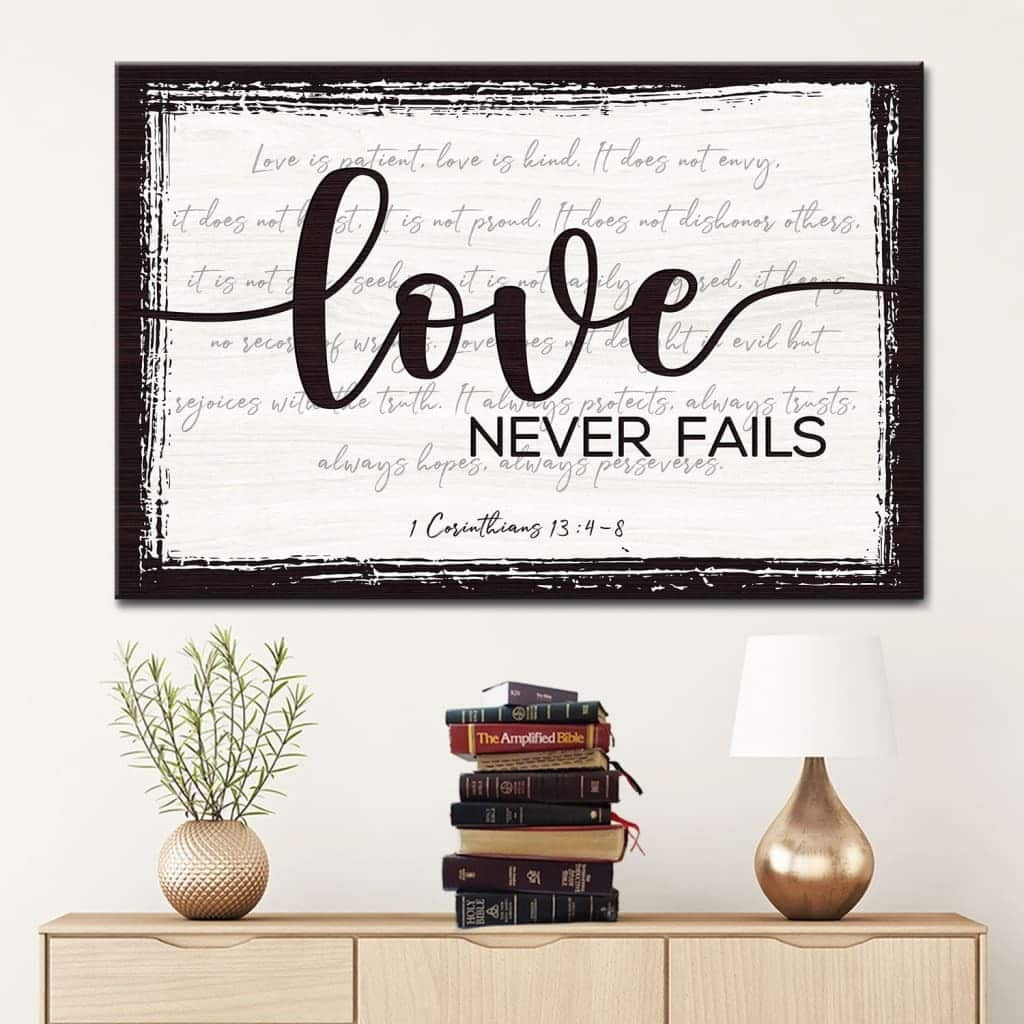 Christian Love Never Fails 1 Corinthians 13:4-8 Canvas Wall Art