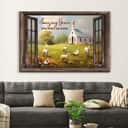 Amazing Grace How Sweet The Sound Sheep Church In Field Canvas Wall Art