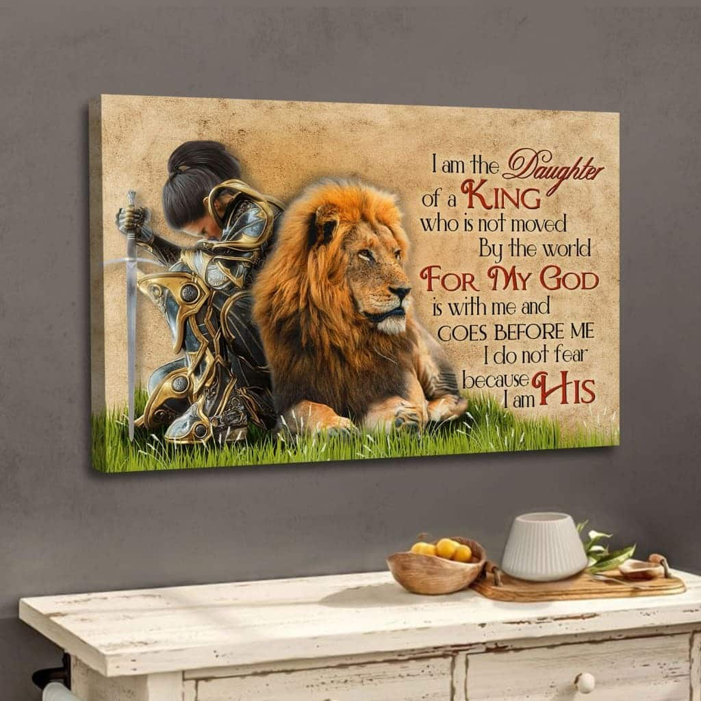 Warrior Woman And Lion I Am The Daughter Of A King Who Is Not Moved By The World Canvas Wall Art