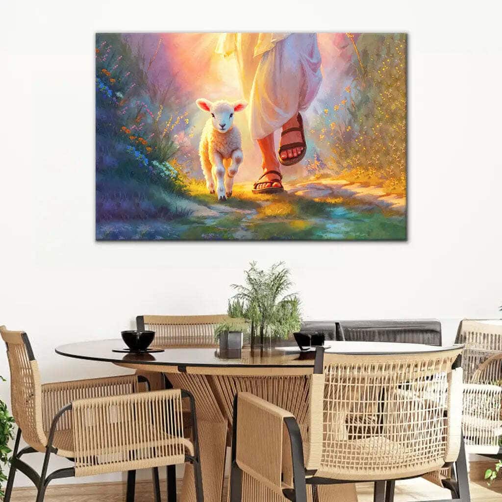 Jesus Walking With Lamb Christian Religious Canvas Wall Art Jesus Walking With Lamb Christian Religious Canvas Wall Art