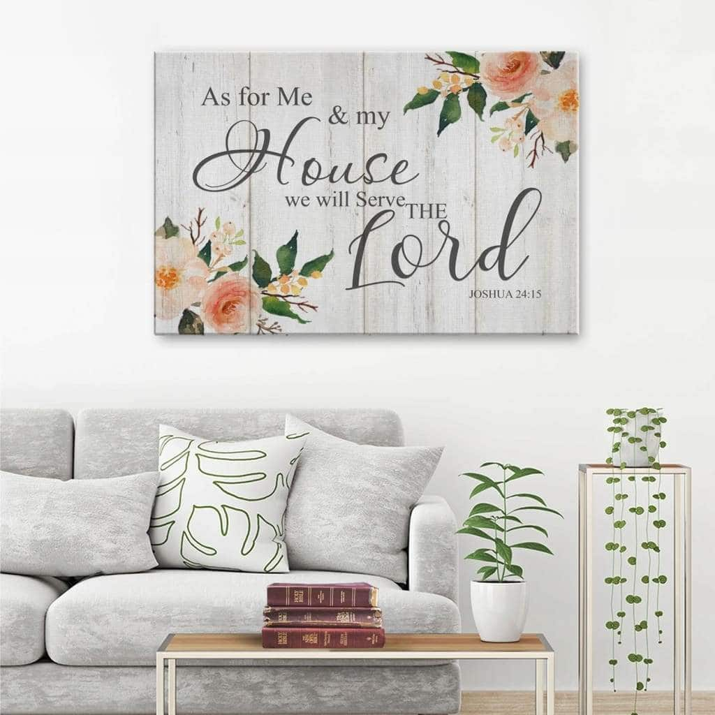 Floral Joshua 24:15 As For Me And My House We Will Serve The Lord Canvas Wall Art