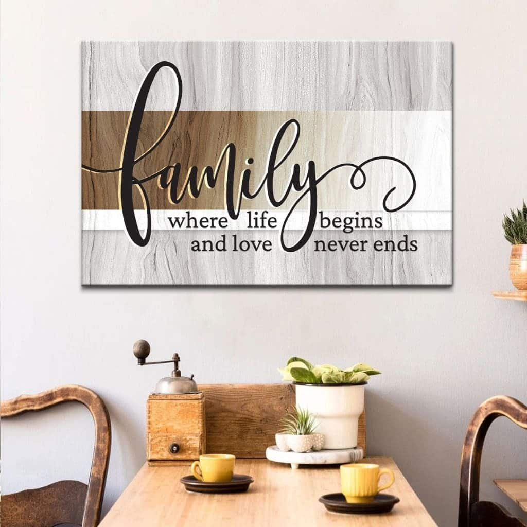 Family Where Life Begins And Love Never Ends Canvas Wall Art