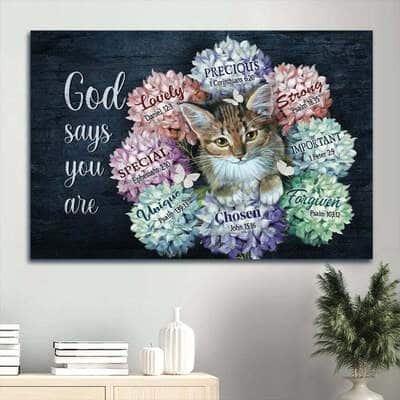 Amazing Cat Colorful God Says You Are Canvas Wall Art