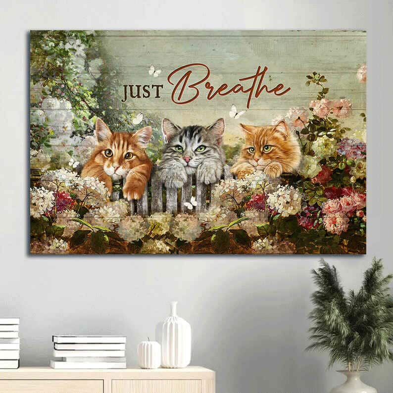 Adorable Cat Stunning Flower Garden Just Breathe Canvas Wall Art Adorable Cat Stunning Flower Garden Just Breathe Canvas Wall Art
